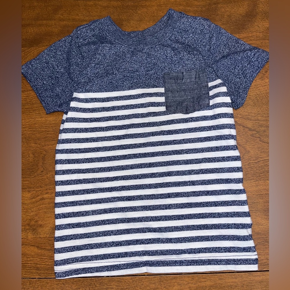 Cat & Jack Blue and White Striped Tee with Pocket